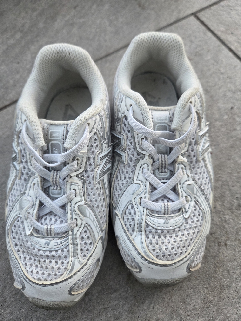 Kids White Mesh Lace-Up Athletic Sneakers